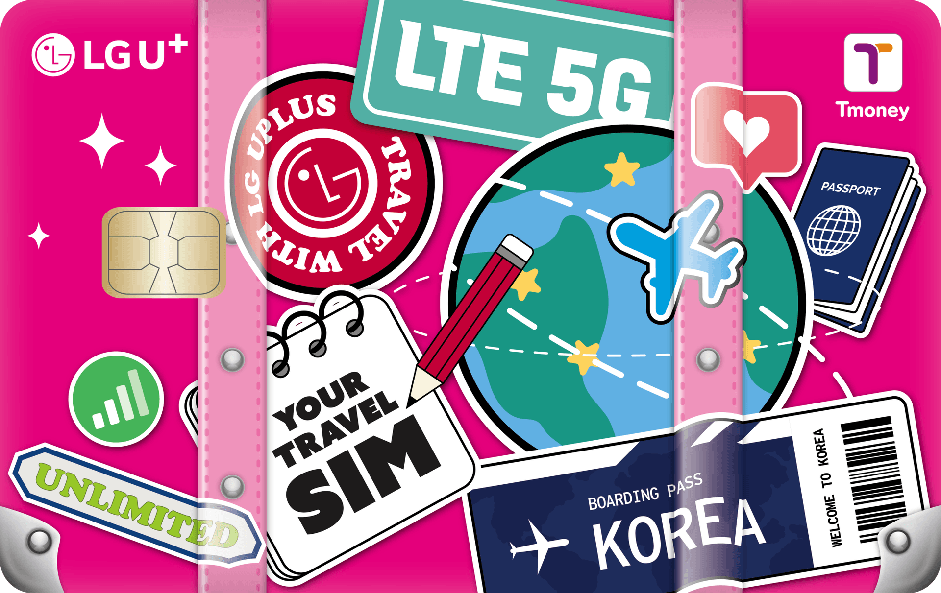 Korea 2-in-1 Unlimited Data SIM and T Money Transportation Card (Airport Pickup) - 대표 이미지